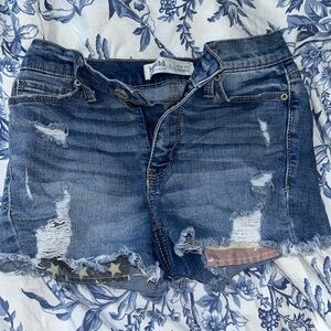high-rise jean shorts size one.